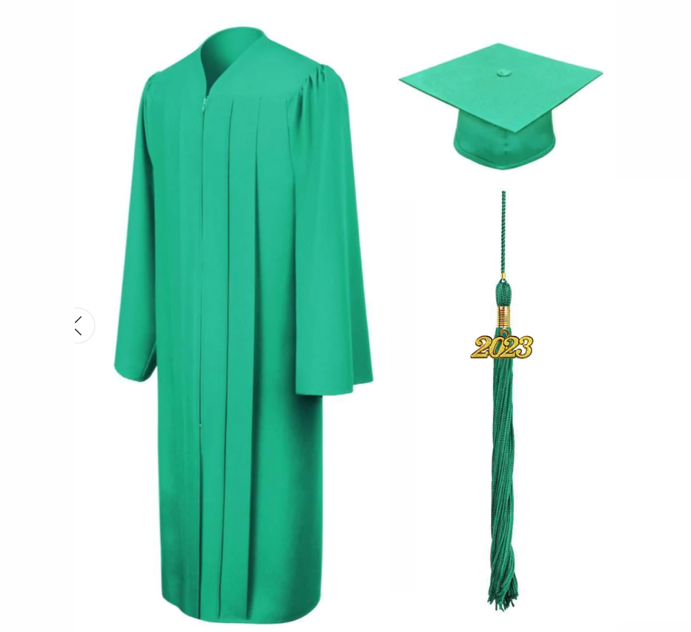 Matte Emerald Green Graduation Cap & Gown