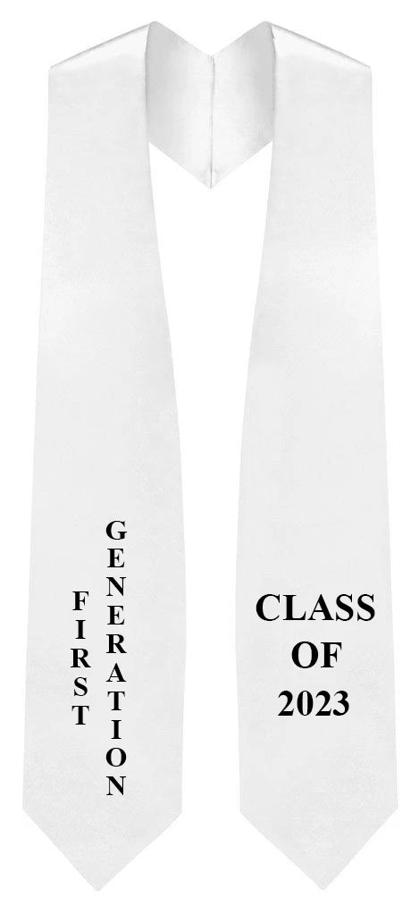 White "First Generation" 2023 Graduation Stole