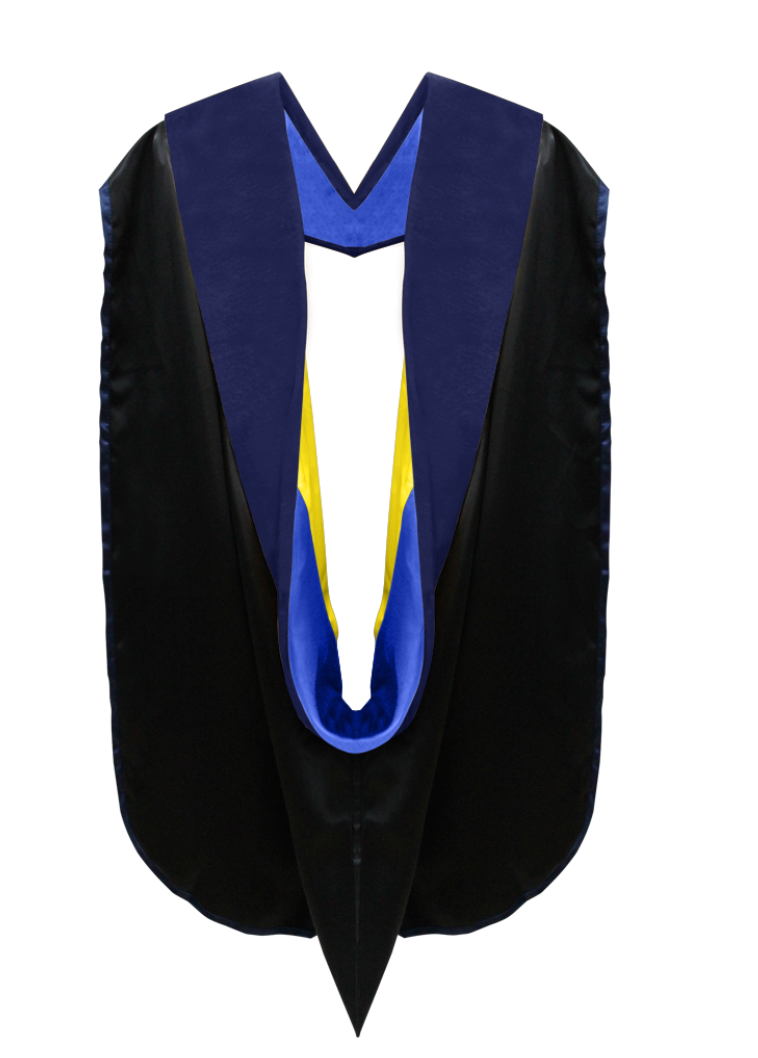 Phd Hood Dark Blue Velvet - Royal Blue & Gold