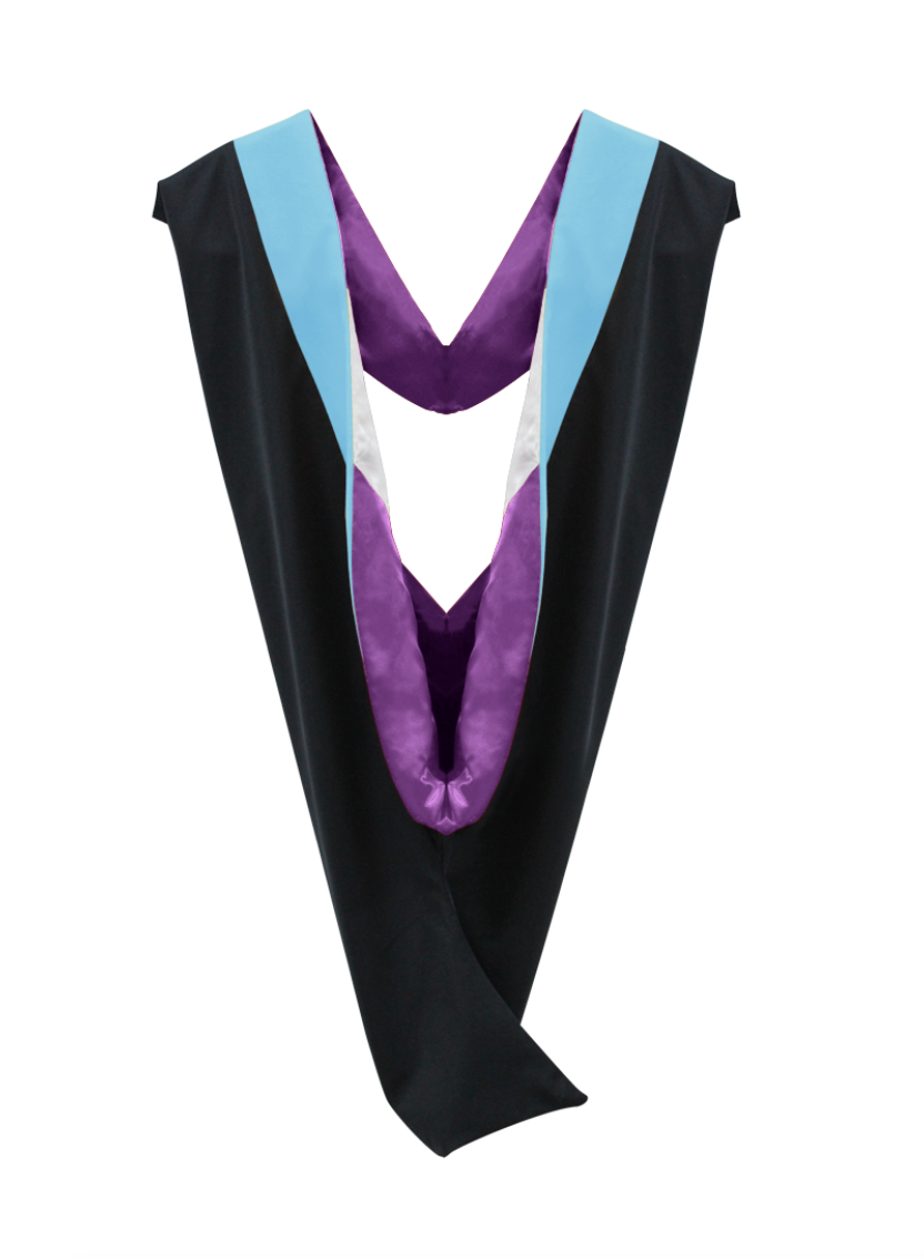 Deluxe Bachelors/Master Hood -Light Blue Velvet, Purple & White