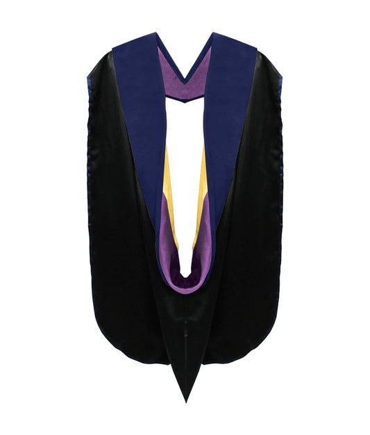 PhD Hood Dark Blue Velvet - Purple & Golden Yellow