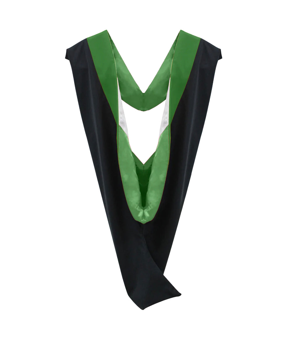 Deluxe Bachelor/Master Hood - Kelly Green Velvet, Kelly Green & White