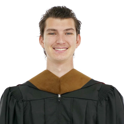 Deluxe Bachelor/Master Hood - Brown Velvet, Red & White