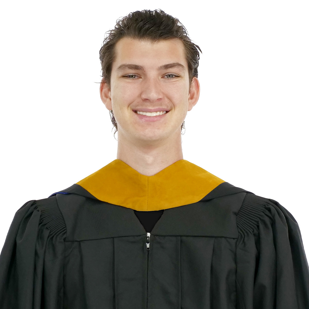 Deluxe Bachelors/Master Hood - Science Gold Velvet, Royal Blue & White