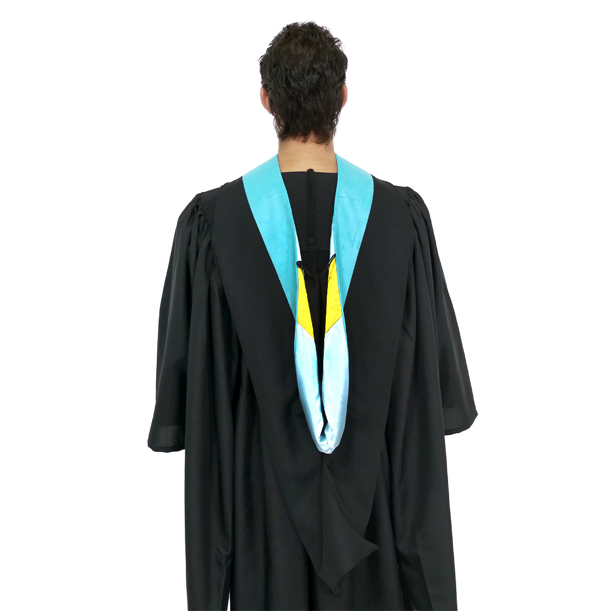 Deluxe Bachelors/Master Hood - Light Blue Velvet, Light Blue & Golden Yellow