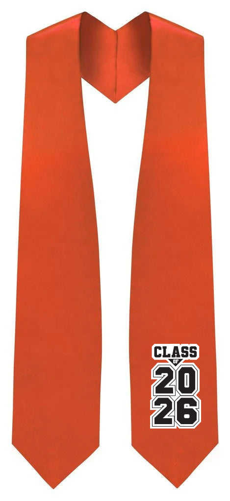 Orange "Class of 2025/2026" Graduation Stole
