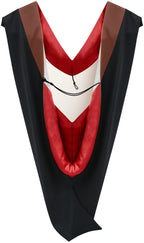 Deluxe Bachelor/Master Hood - Brown Velvet, Red & White