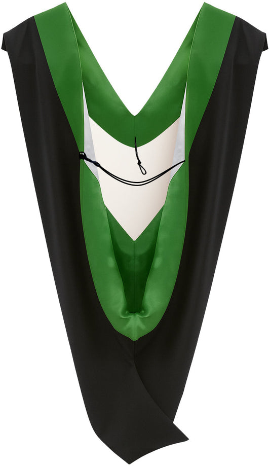 Deluxe Bachelor/Master Hood - Kelly Green Velvet, Kelly Green & White