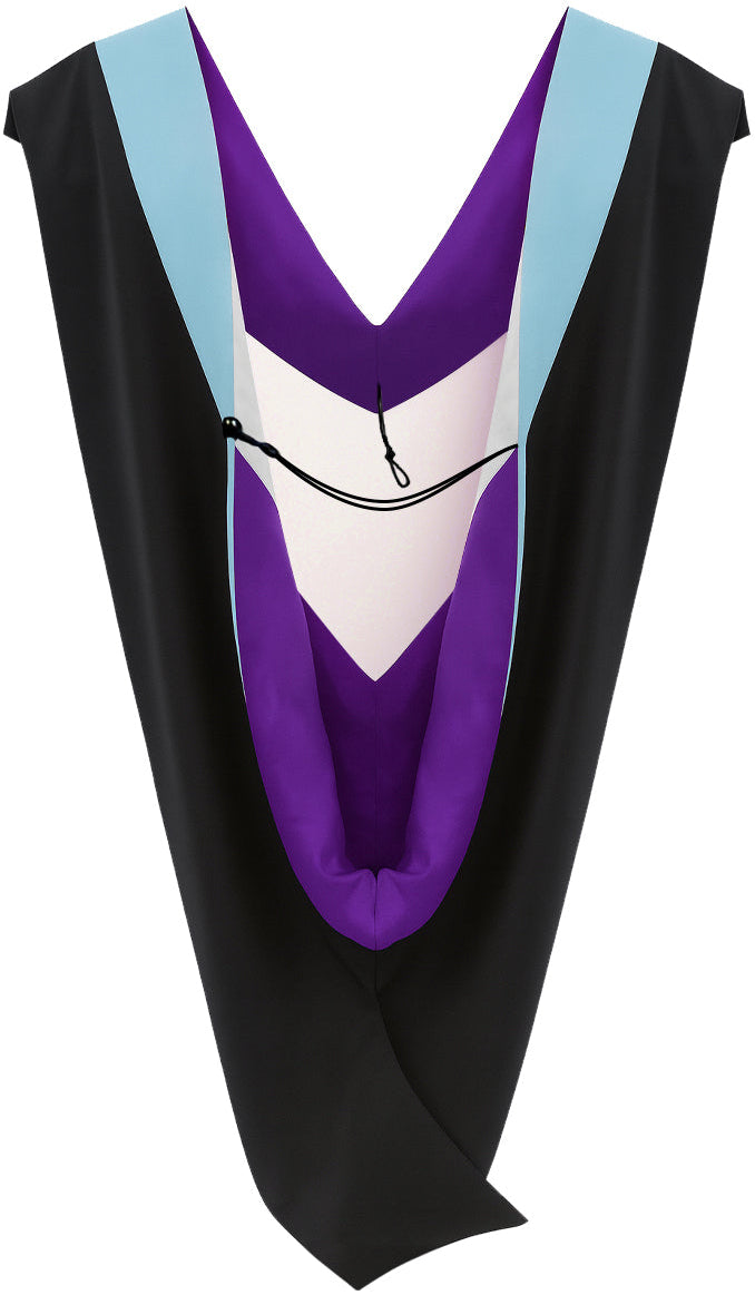 Deluxe Bachelors/Master Hood -Light Blue Velvet, Purple & White