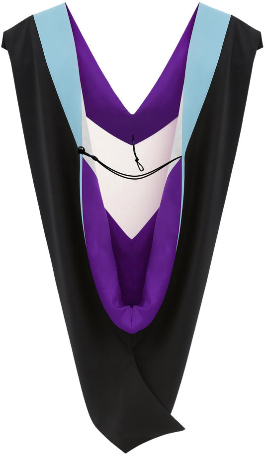 Deluxe Bachelors/Master Hood -Light Blue Velvet, Purple & White