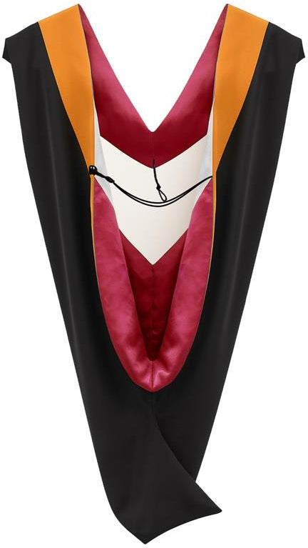 Deluxe Bachelors/Master Hood - Apricot Velvet, Red & White