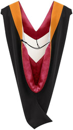 Deluxe Bachelors/Master Hood - Apricot Velvet, Red & White