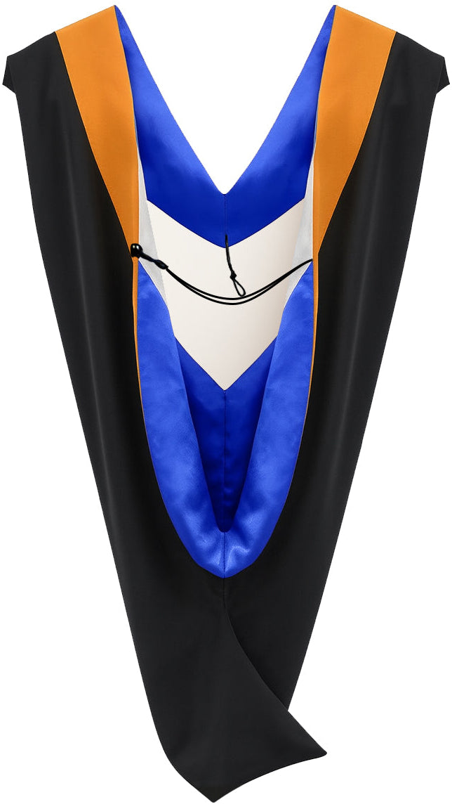 Deluxe Bachelors/Master Hood - Apricot Velvet, Royal Blue & White