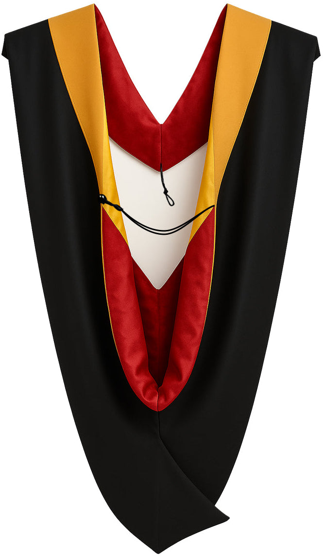 Deluxe Bachelors/Master Hood - Drab Velvet, Red & Golden Yellow