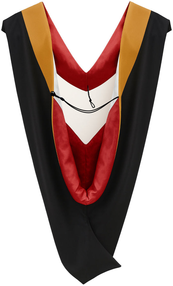 Deluxe Bachelors/Master Hood - Drab Velvet, Red & White