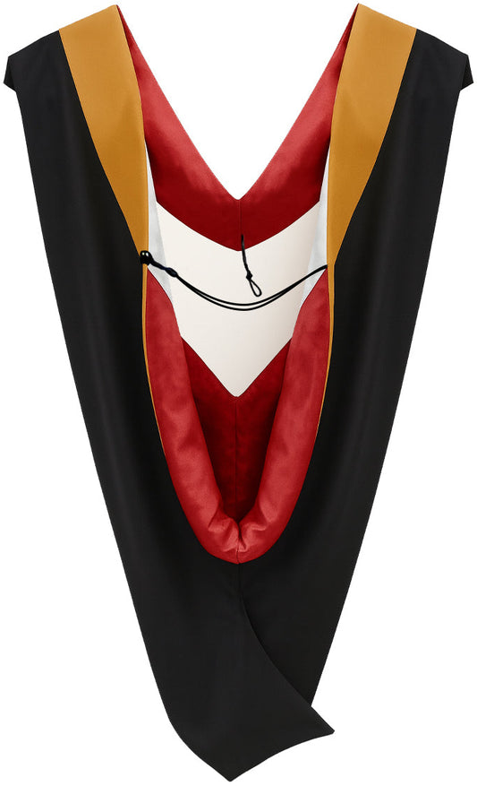 Deluxe Bachelors/Master Hood - Drab Velvet, Red & White