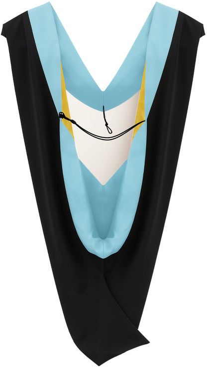 Deluxe Bachelors/Master Hood - Light Blue Velvet, Light Blue & Golden Yellow