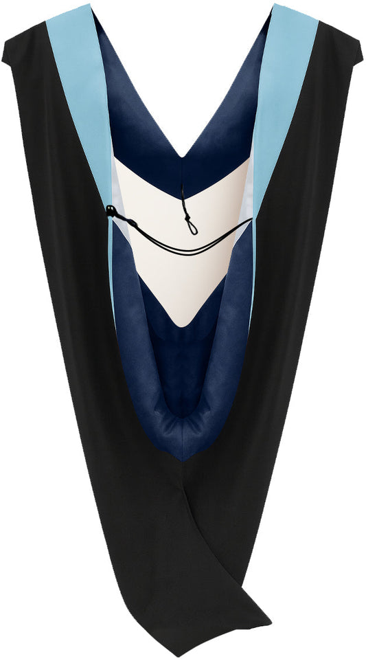 Deluxe Bachelors/Master Hood - Light Blue Velvet, Navy & White