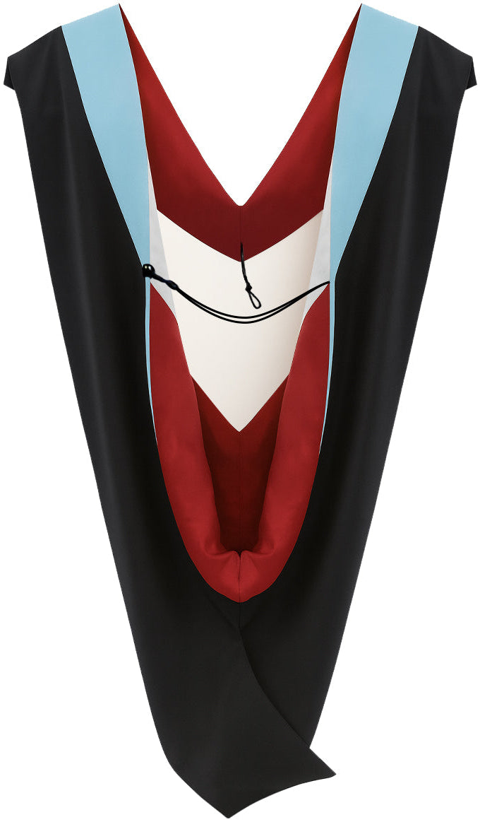 Deluxe Bachelors/Master Hood - Light Blue Velvet, Red & White