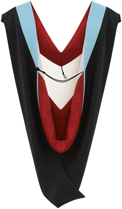 Deluxe Bachelors/Master Hood - Light Blue Velvet, Red & White