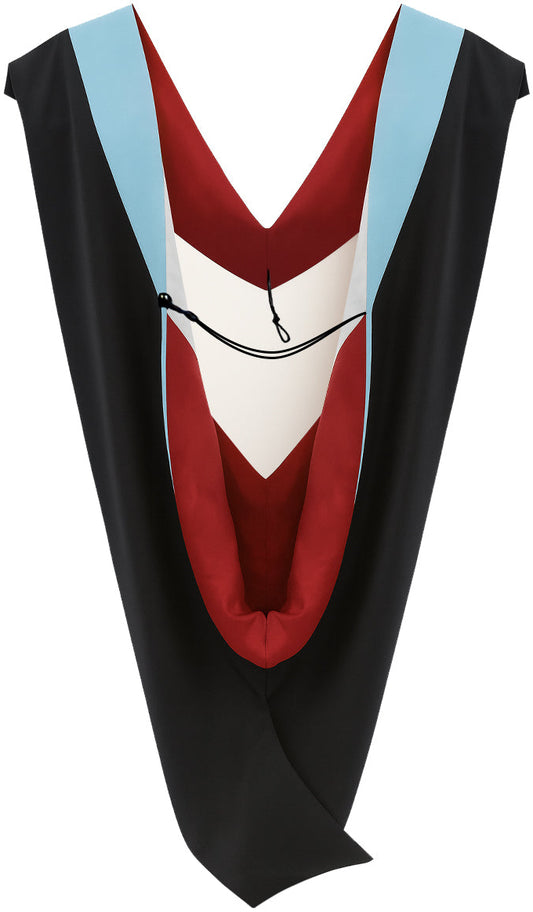 Deluxe Bachelors/Master Hood - Light Blue Velvet, Red & White