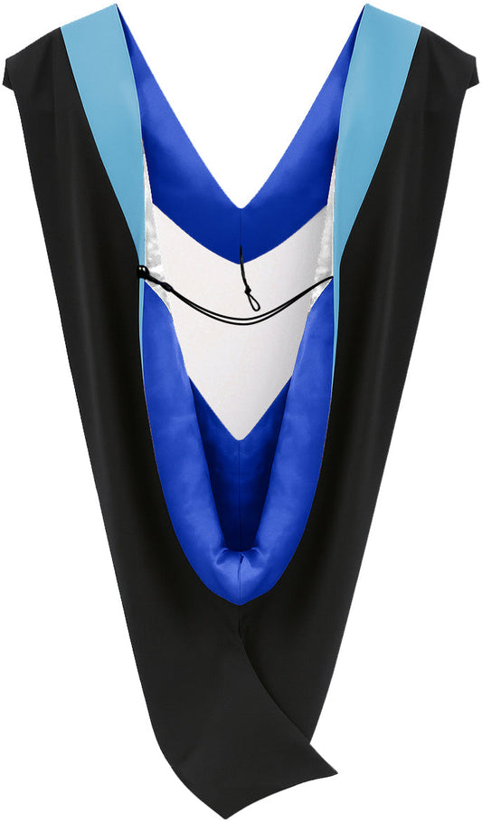 Deluxe Bachelors/Master Hood - Light Blue Velvet, Royal Blue & White