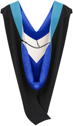 Deluxe Bachelors/Master Hood - Peacock Blue Velvet, Royal Blue & White
