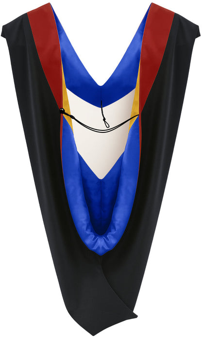 Deluxe Bachelors/Master Hood - Scarlet Velvet, Royal Blue & Golden Yellow