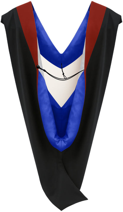 Deluxe Bachelors/Master Hood - Scarlet Velvet, Royal Blue & White