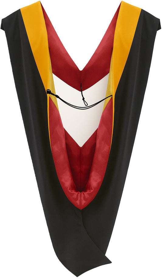 Deluxe Bachelors/Master Hood - Science Gold Velvet, Red & Golden Yellow