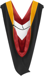 Deluxe Bachelors/Master Hood - Science Gold Velvet, Red & White