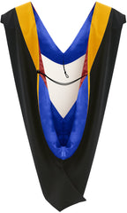 Deluxe Bachelors/Master Hood - Science Gold Velvet, Royal Blue & Red