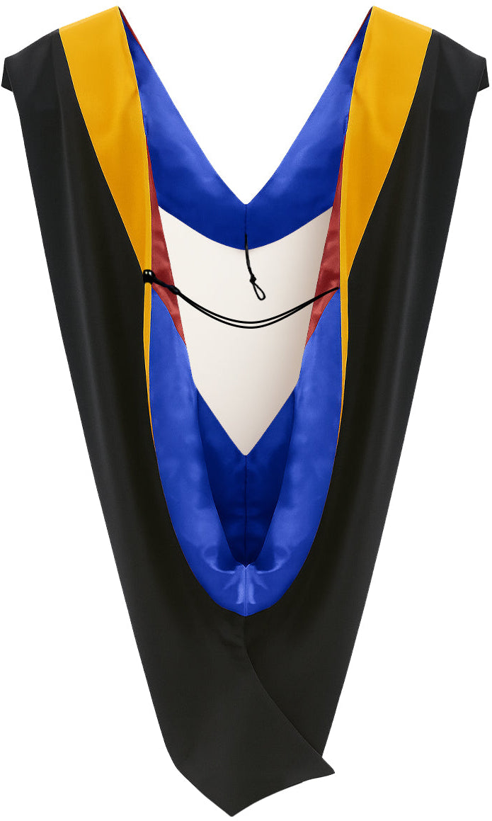 Deluxe Bachelors/Master Hood - Science Gold Velvet, Royal Blue & Red