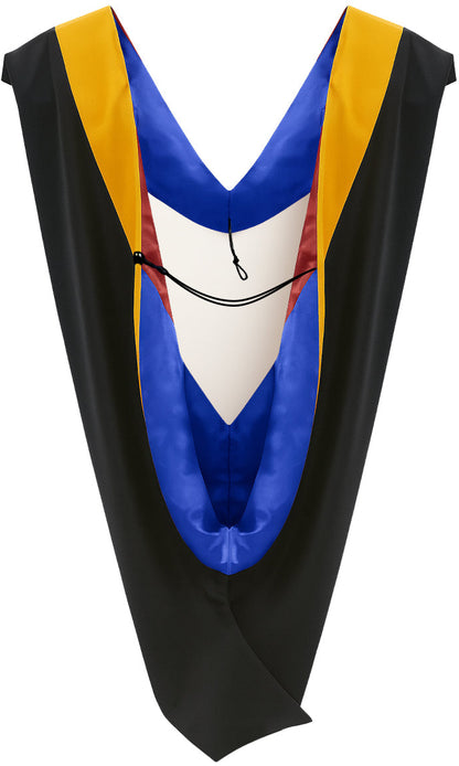 Deluxe Bachelors/Master Hood - Science Gold Velvet, Royal Blue & Red