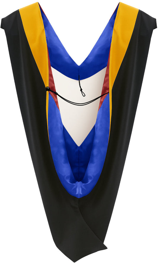 Deluxe Bachelors/Master Hood - Science Gold Velvet, Royal Blue & Red