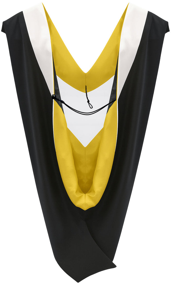 Deluxe Bachelors/Master Hood - White Velvet, Golden Yellow & Black