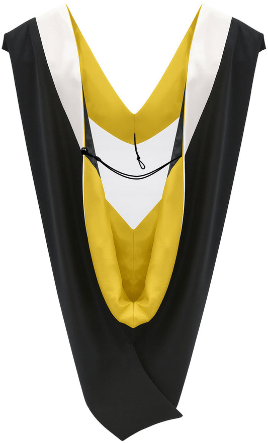 Deluxe Bachelors/Master Hood - White Velvet, Golden Yellow & Black