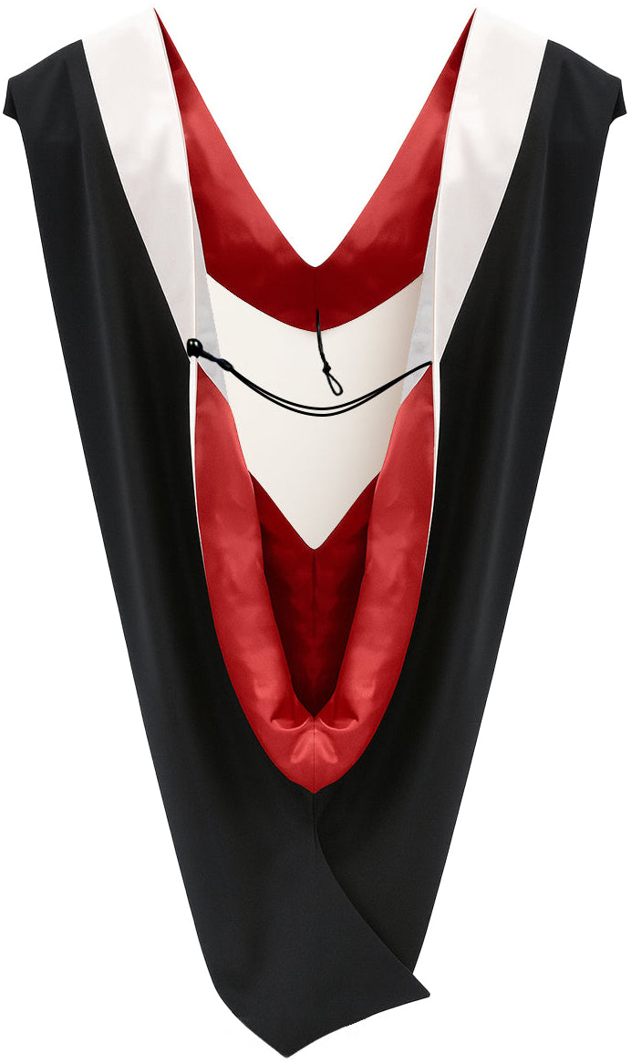Deluxe Bachelors/Master Hood - White Velvet, Red & White