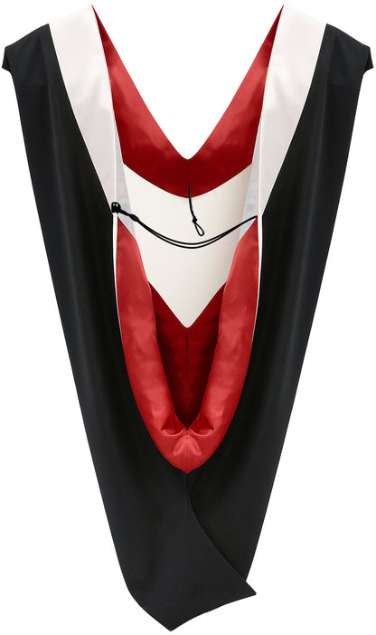 Deluxe Bachelors/Master Hood - White Velvet, Red & White