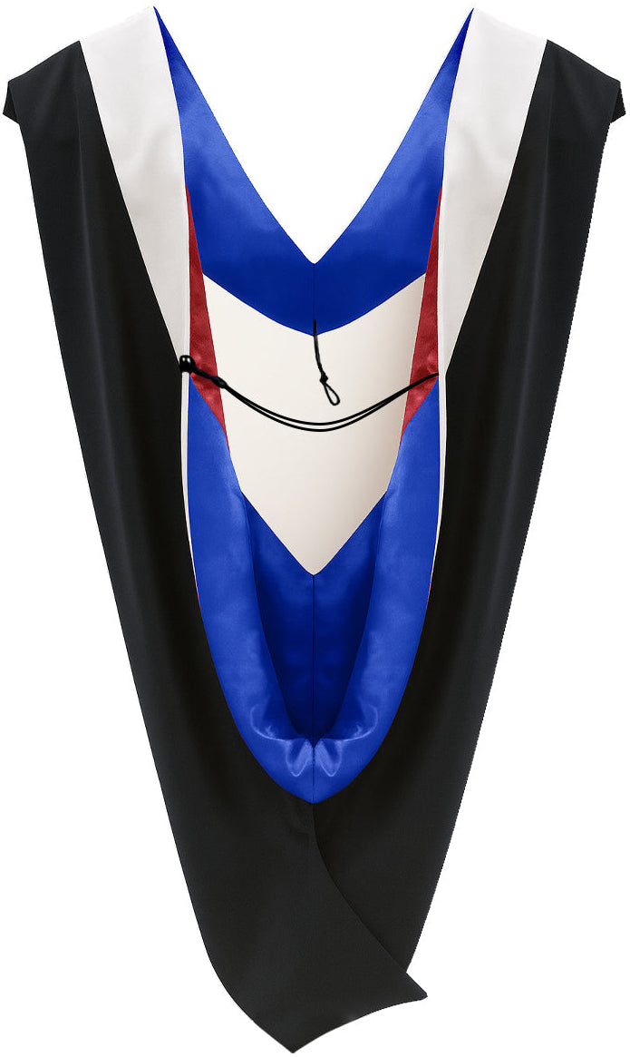 Deluxe Bachelors/Master Hood - White Velvet, Royal Blue & Red