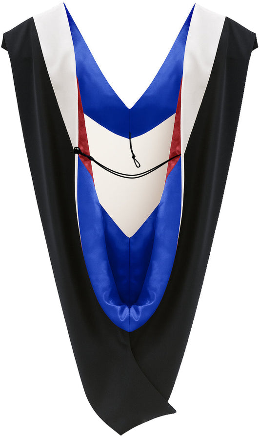Deluxe Bachelors/Master Hood - White Velvet, Royal Blue & Red