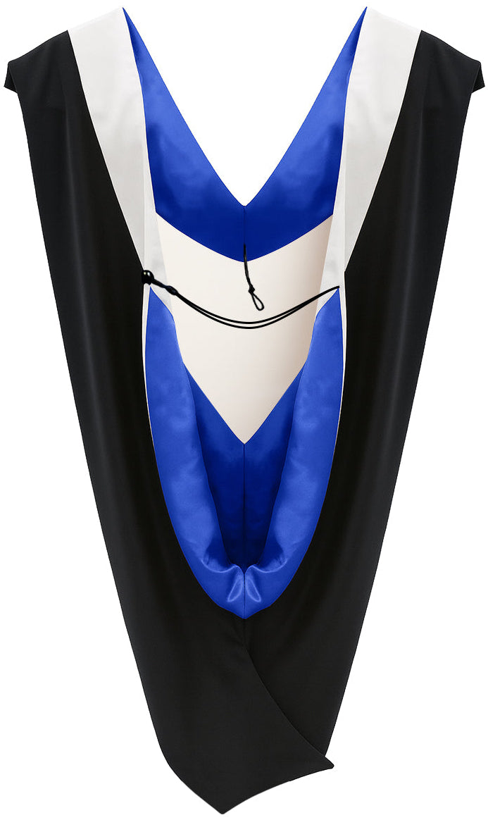 Deluxe Bachelors/Master Hood - White Velvet, Royal Blue & White