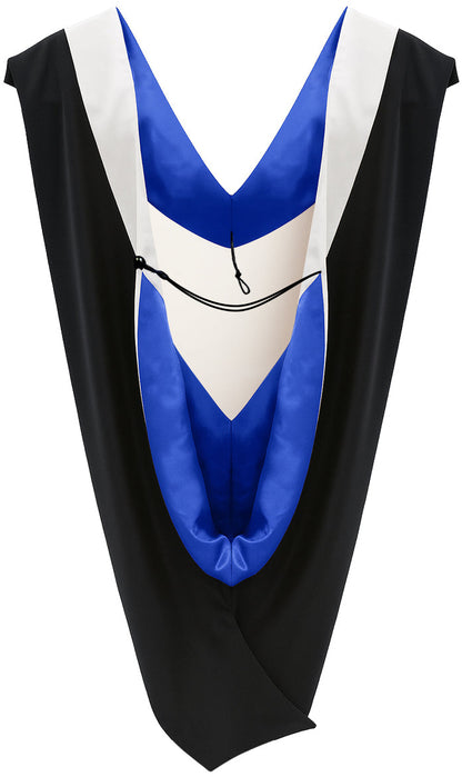 Deluxe Bachelors/Master Hood - White Velvet, Royal Blue & White