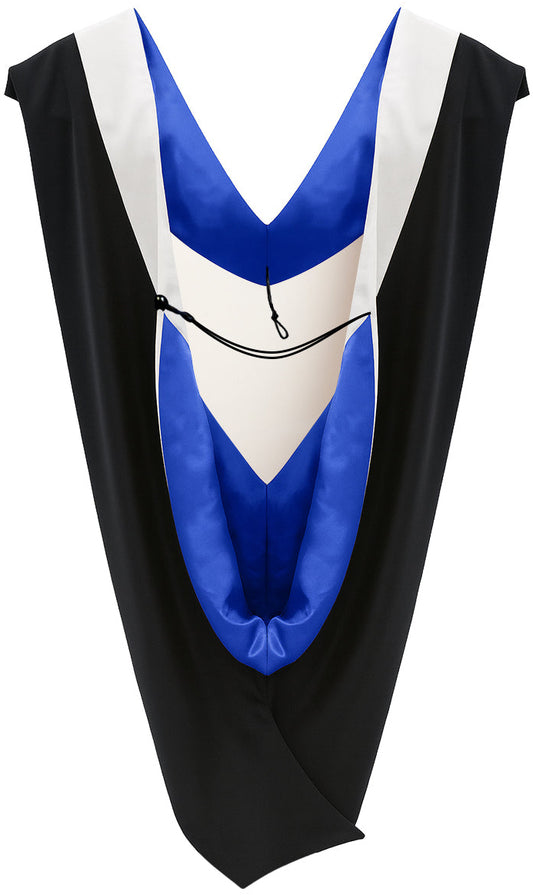 Deluxe Bachelors/Master Hood - White Velvet, Royal Blue & White