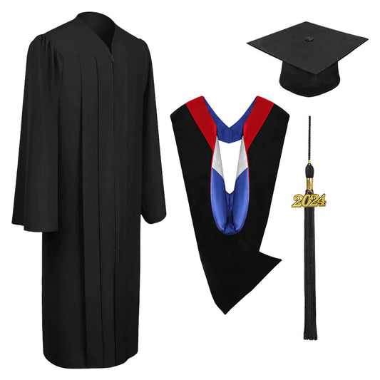 Matte Black Bachelors Cap, Gown, Tassel & Hood Package