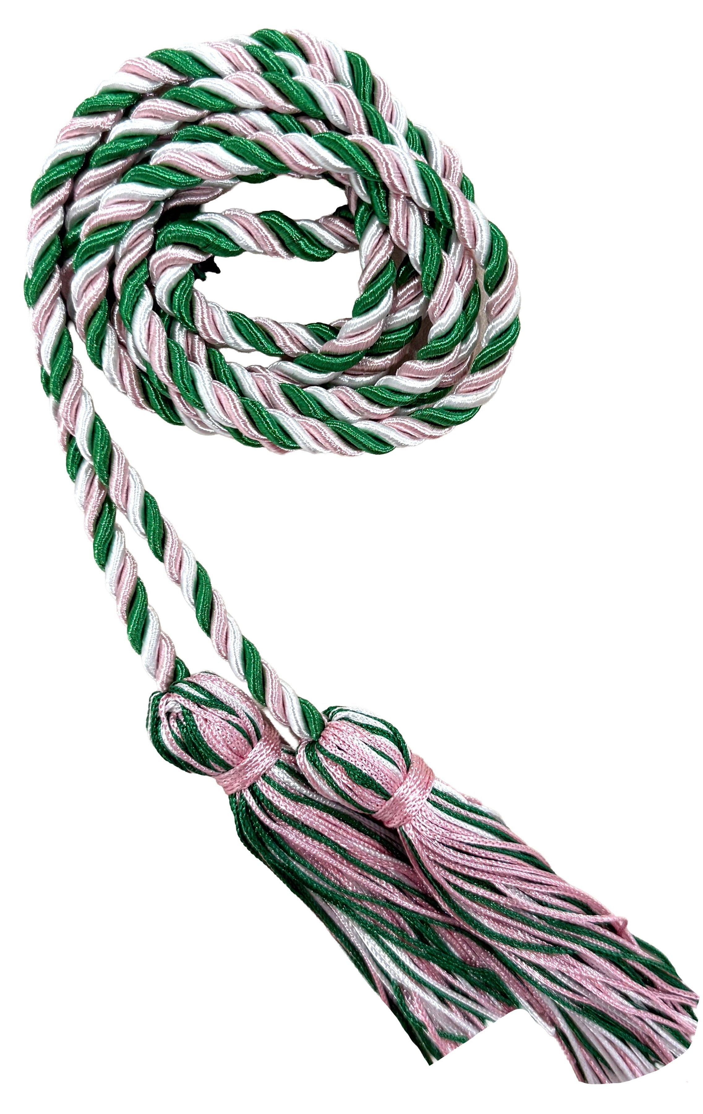 Kelly Green, White, & Pink Three Color Graduation Honor Cord