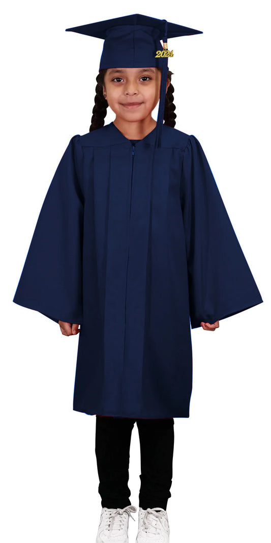 Child Matte Navy Blue Graduation Cap & Gown - Preschool & Kindergarten