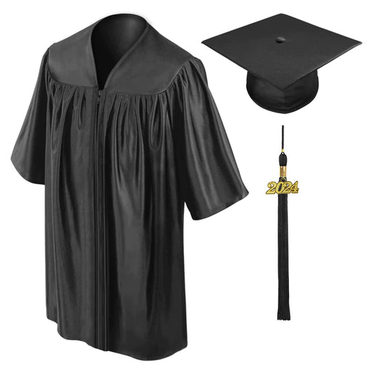 Child Shiny Black Cap & Gown - Preschool & Kindergarten Cap & Gown