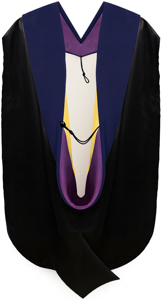 PhD Hood Dark Blue Velvet - Purple & Golden Yellow