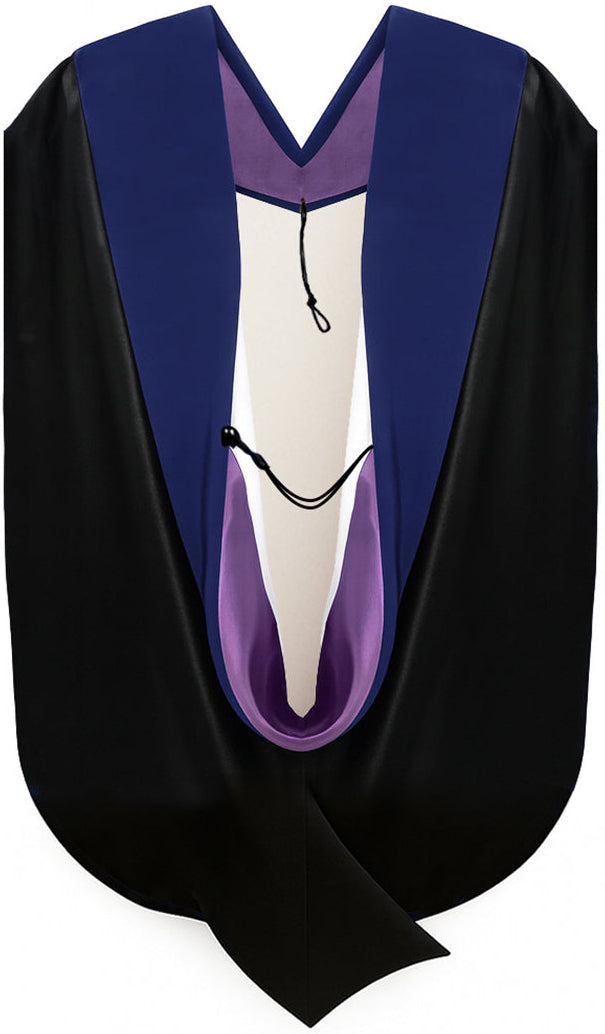 PhD Hood Dark Blue Velvet - Purple & White